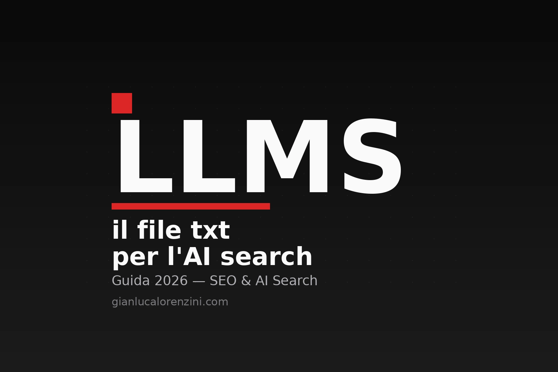 Guida llms.txt 2026: il file standard per AI crawler e visibilita su ChatGPT, Claude e Perplexity