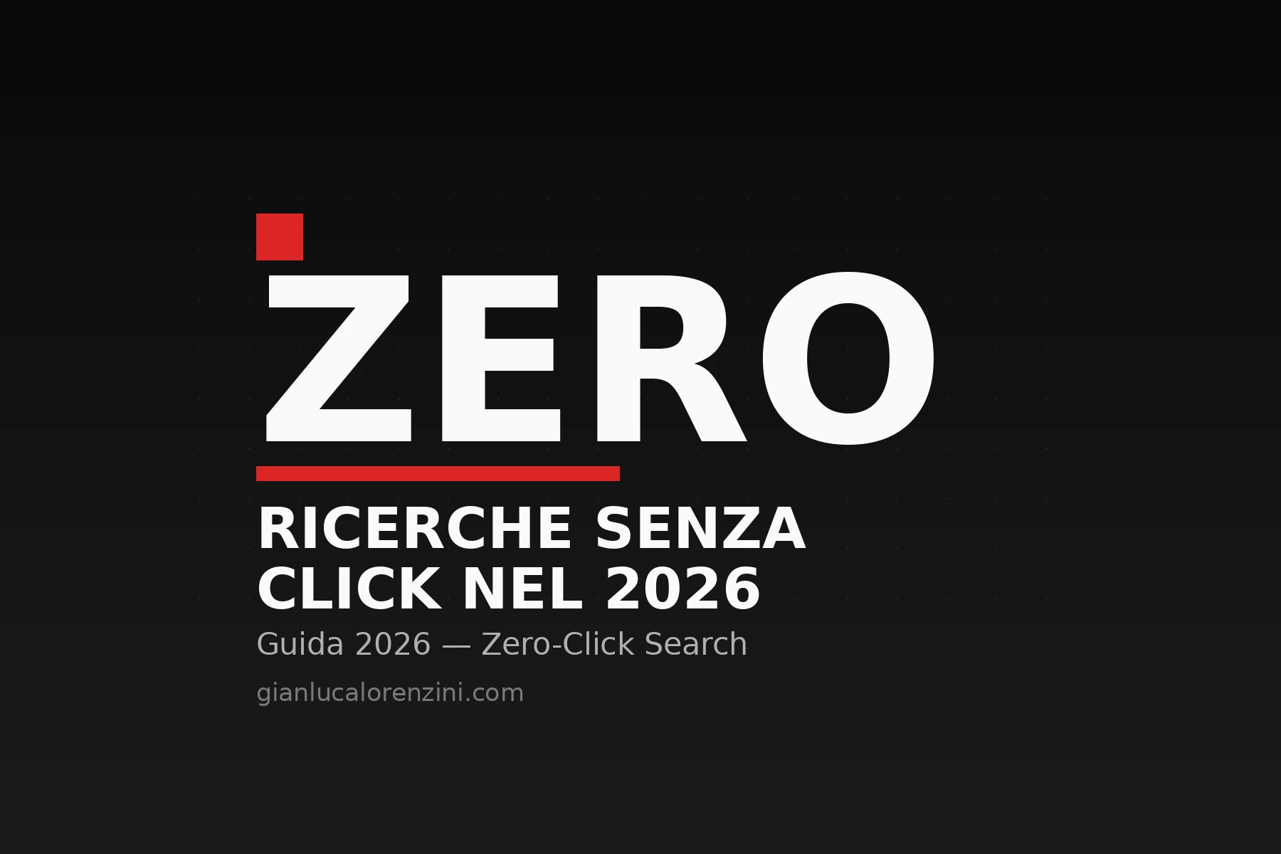 Grafica con la scritta Zero ricerche senza click nel 2026, guida zero-click search per PMI