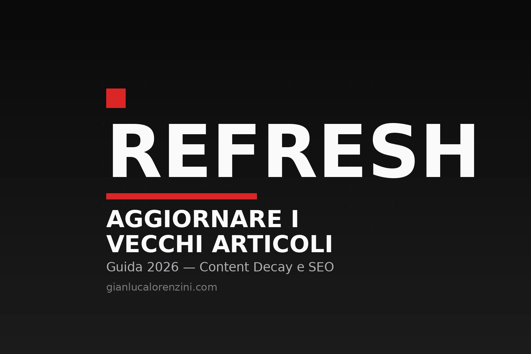 Content refresh: come aggiornare i vecchi articoli del blog per recuperare traffico SEO nel 2026