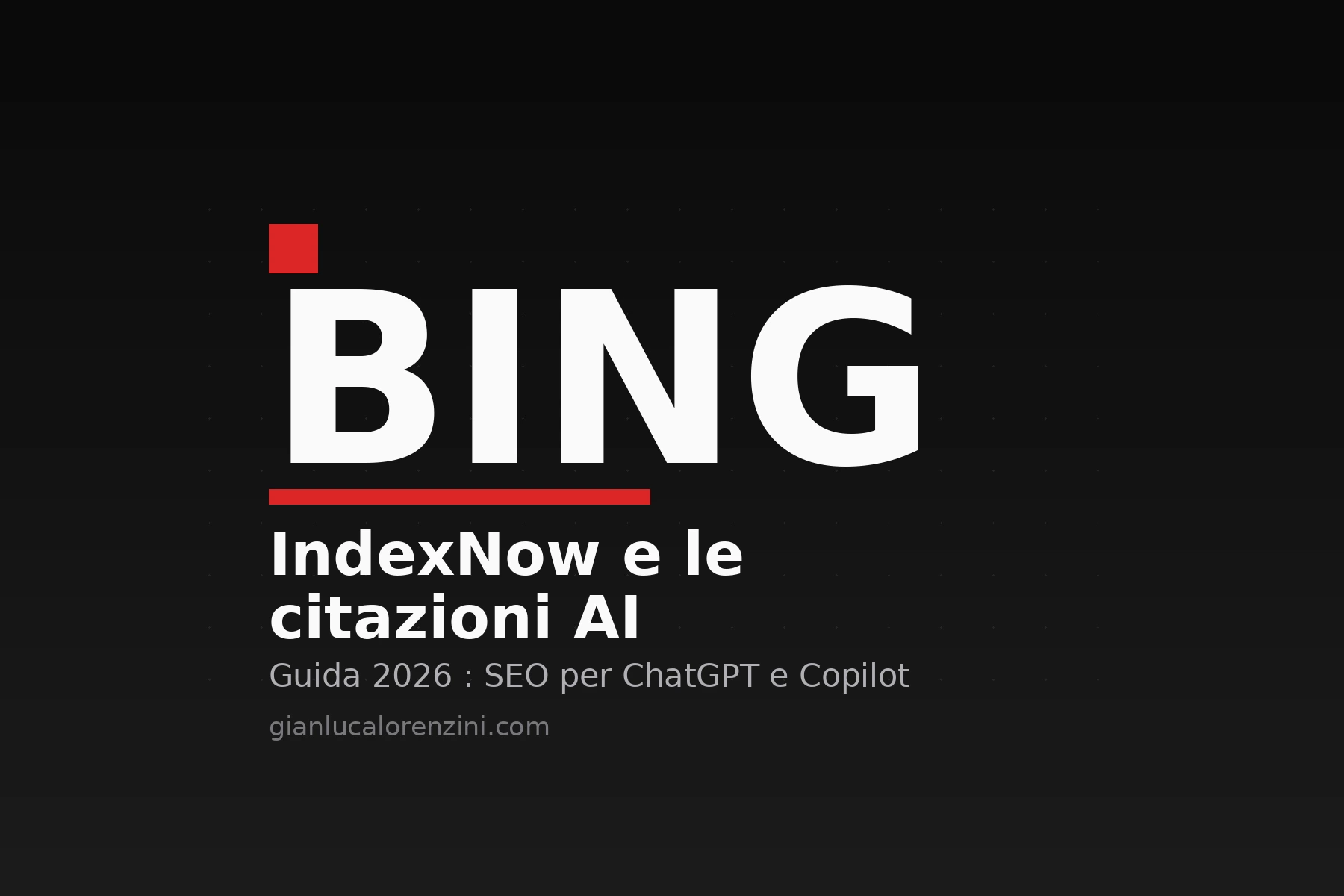 Grafica con la scritta BING e il sottotitolo IndexNow e le citazioni AI