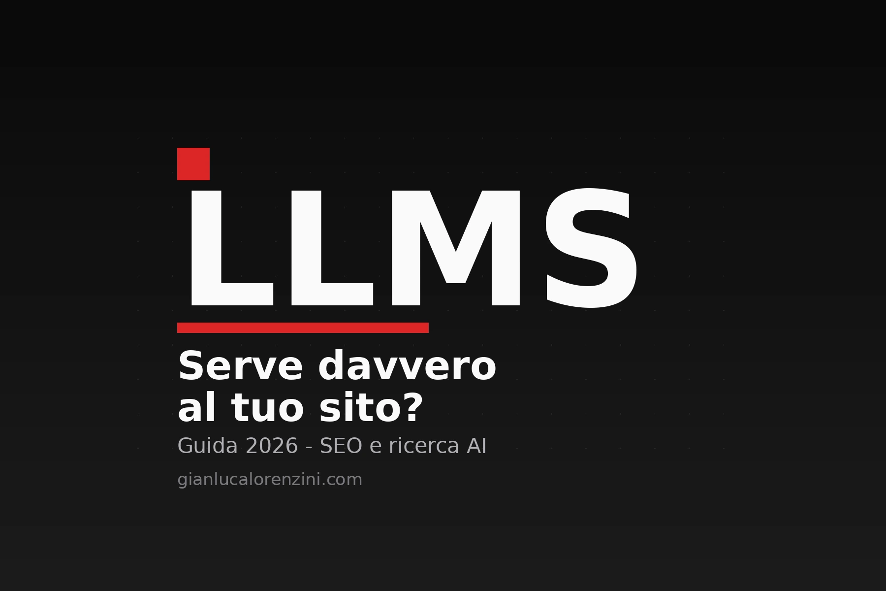 Copertina dell articolo sul file llms.txt e la ricerca AI nel 2026